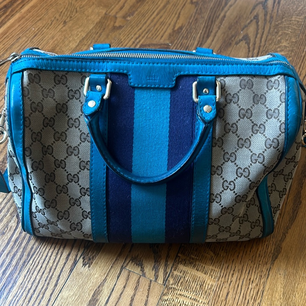 Gucci Boston bag medium woven teal